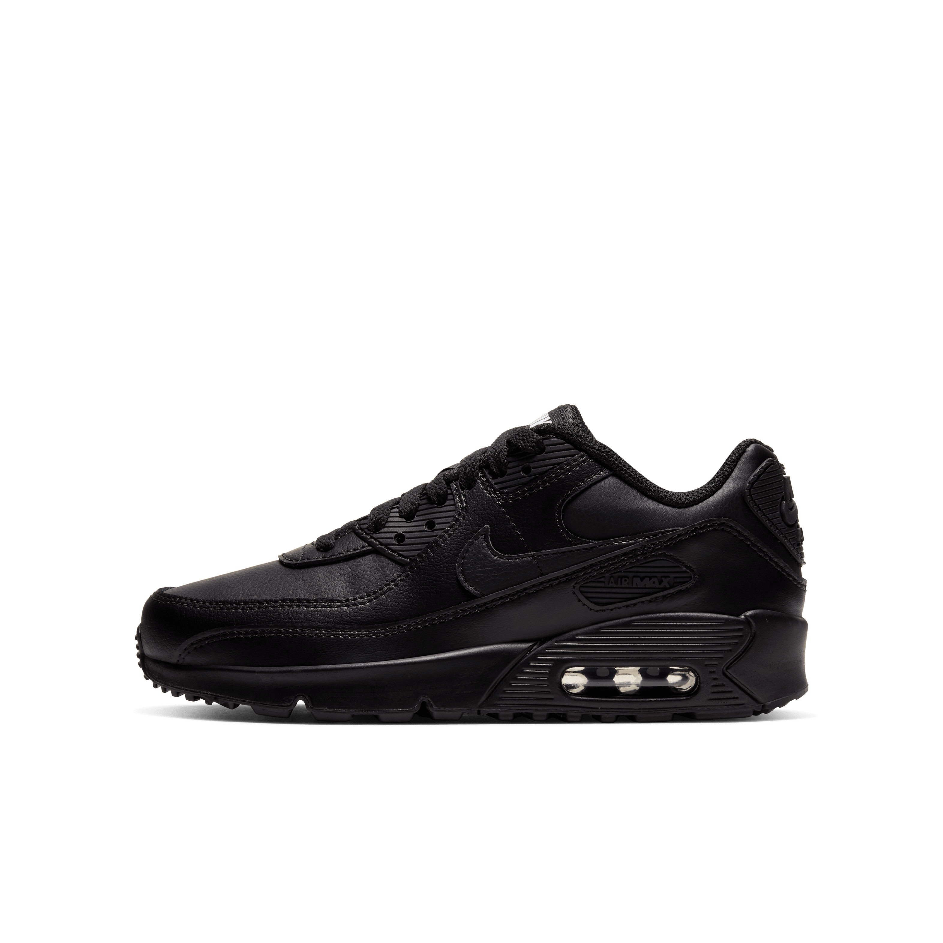 Nike junior air max 90 leather trainer black / anthracite / volt clearance